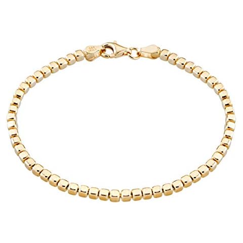 Miabella 18K Gold Over 925 Sterling Silver Organic Cube Bead Chain Bracelet for Women Men, Handmade in Italy (Length 6.5 Inches (X-Small)) Cover