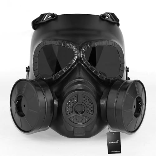Maschera Softair Máscara Táctico Paintball Caza Cosplay CS Juego Protección Halloween Maschera Completa con Dobl Ventilador Turbo