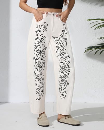 Kedera Embroidered Jeans for Women 2025 Baggy Boyfriend Jeans Barrel Leg Horseshoe Jeans Women Vintage Mid Rise Jeans2