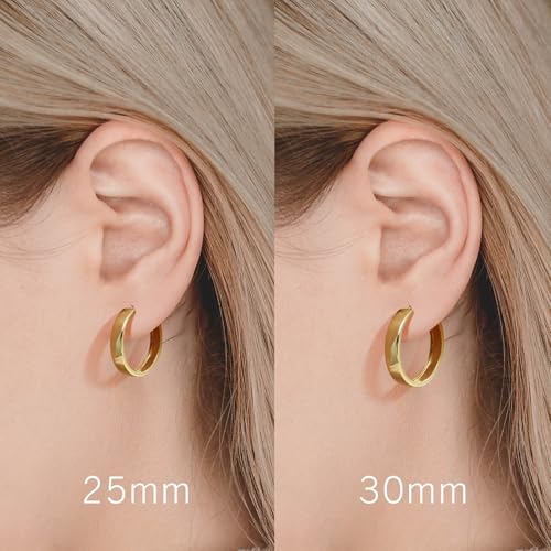 14K Gold Hoop Earrings for Women Gold Earrings for Women Hoop Earring for Womens Hoops Beauty of Simplicity with Clean Timeless Round Design Womens Hoops Earring 25/30mm2