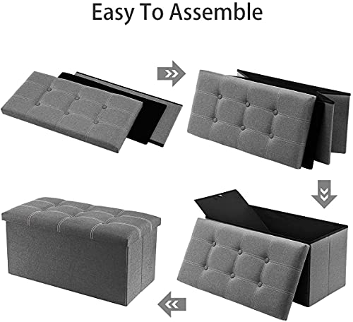 Image of Luxury Furniture Square Foldable Storage Ottoman Coffee Cube Table Multipurpose Foot Rest Short Children Sofa Stool Bench For Bedroom Home Office Xl Size (Xxxl (78X38X39 Cm),Grey)