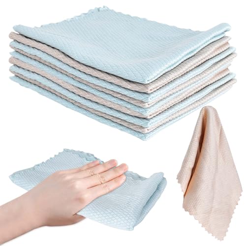 Disnace 10 Pezzi Panno in Microfibra, Squame di Pesce Panni, Panno Multiuso Riutilizzabile per Cucina, Strofinacci senza Pelucchi, Pannos di Pulizia per Cucina Vetri Auto e Casa, 30 * 40cm