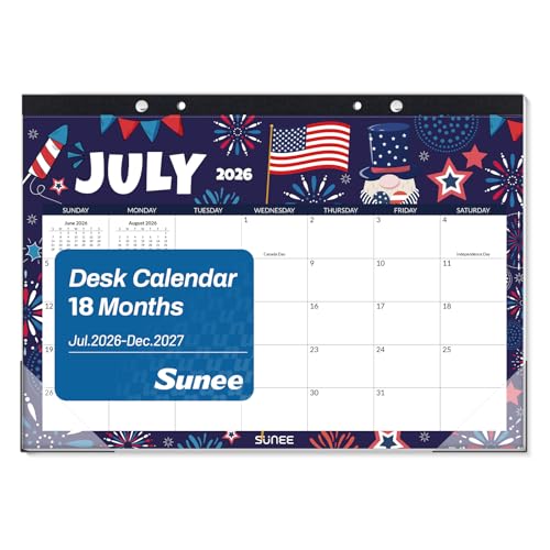 Image of SUNEE Desk Calendar 2026-2027, 17 inch x 12 inch, 18-Month Monthly Desk Calendar from Jul. 2026 - Dec. 2027, Academic Desk Calendar for Teacher, School, Seasons Color