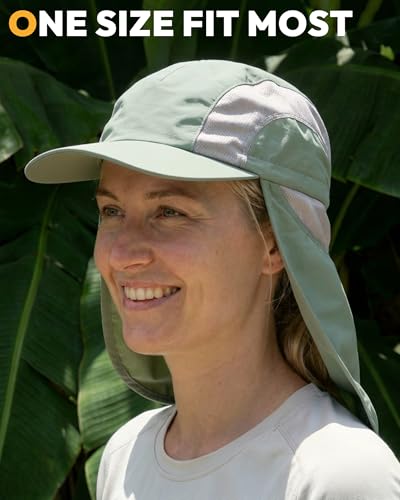Image of Mens Sun Hat with Breathable Mesh Sun Hats for Men Sun Protection Fishing Hat with Neck Flap for Hiking Cycling