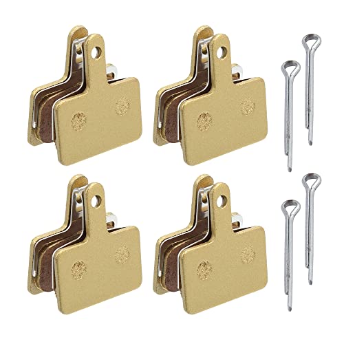 X AUTOHAUX 4 Pair Sintered Metal Disc Bike Brake Pads for Shimano M315 M355, Gold Tone