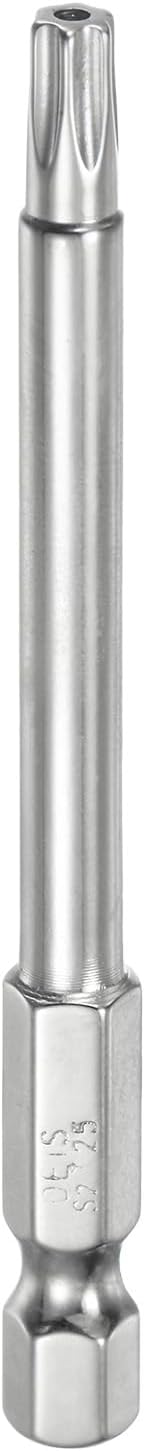 T25 Security Torx Bit 1/4" Hex Shank 3" Long S2 Steel Magnetic Tamper Resistant Star Bits Screwdriver Torx Head with Hole for Driver Drill Bits Remove Fastening Screws