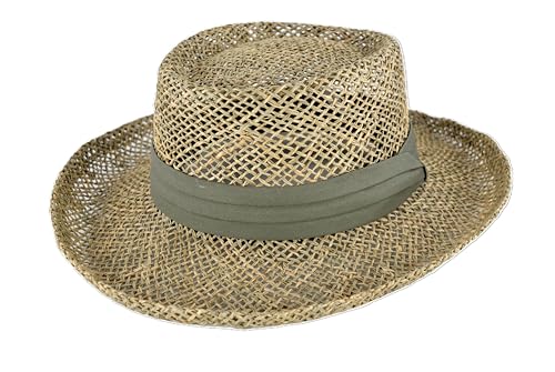 Coconut Creek Open Weave Gambler Beach Golf Hat for Men, Cloth Band (US, Alpha, One Size, Khaki Band)