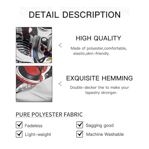 Narikuto NARIKUTO_SHOE T A Retro Basketball Tapestry Wall Hanging Party Decorations Sport Shoes Poster Sneaker Ball Sneaker Head Backdrops Banner thumb #6