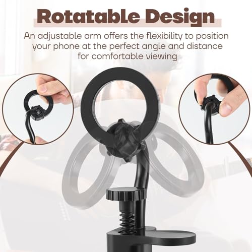 Pudier Magnetic Guitar Phone Holder, Adjustable Guitar Mount for 6-8.8cm Thick Guitars/Ukulele,Guitar Sheet Music Holder, Ideal for Digital Sheet Music?with Guitar String Cleaner