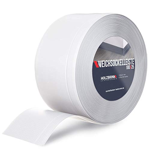 HOLZBRINK Perfil de Remate Suave Blanco Pre Cortado Perfil de PVC, 100x25 mm, 5 m
