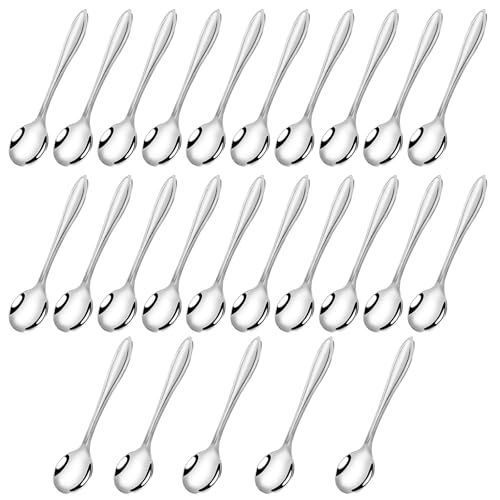 25 Pièces Mini Cuillères, Small Spoons 9,5 cm, Mignonnes Cuillere a Cafe pour Pots à Épices, Petites Cuillères à Condiments en Acier Inoxydable pour...