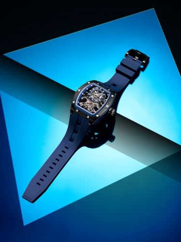 Image of French Connection Limited Edition | Stealth Series | Skeleton Dial | Stainless Steel Case | Premium Silicone Strap | Automatic Watch for Men - FCA48