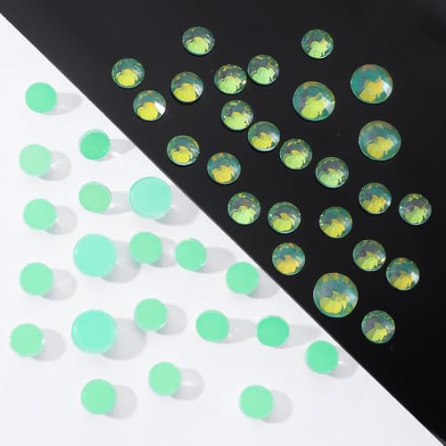 Image of F Green Flatback Rhinestones, Glass Rhinestones for Nail Art and Craft, Glue Fix, Loose Crystal Gemstones(F Green, SS8, 1440pcs, 2.3-2.5mm)