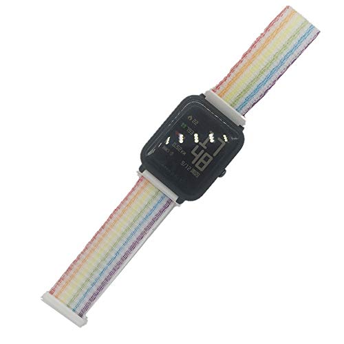 Saisiyiky Arcoiris Nylon Ajustable Pulsera Correa Compatible con GTS Smartwatch 20mm Reemplazo de Nylon Correa de Reloj