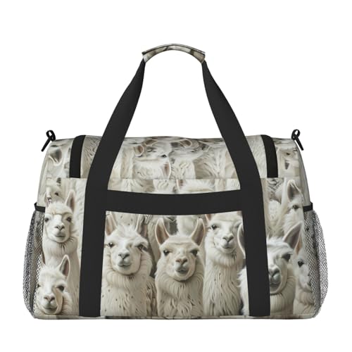 Cute Llama Print Foldable Carry On Tote Large Capacity Hand Carry Bag for Airplane Weekend Getaways2