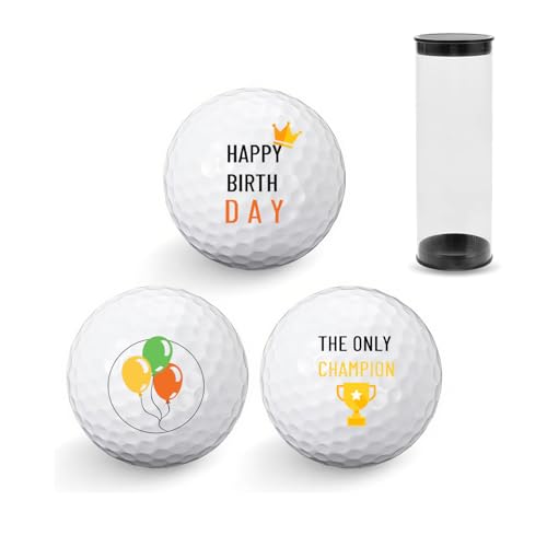 ElevaPulse 3er Pack Happy Birthday Golfbälle Geschenke Set Perfekt für Golfer Sammler Mit Aufbewahrungsbox Eine Einheit in Standardgröße