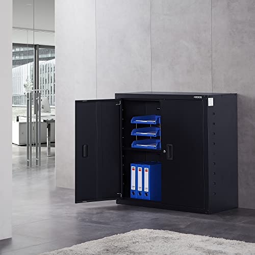 Foto von Arebos Aktenschrank Büroschrank Lagerschrank Materialschrank Stahlschrank | Höhenverstellbarer Einlegeboden | 90x90x40cm