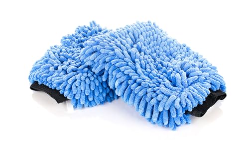 The Rag Company 0810-CHENILLE-MITT-BLU-2PK Premium Chenille Microfiber Knobby Wash Mitts - Perfect For Car Washing And Detailing cover