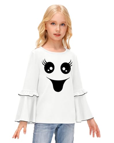 BesserBay Girls Halloween Long Bell Sleeve Crewneck Shirt 4-12 Years