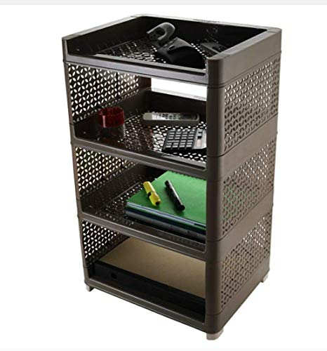 Image of NAMRA Rectangular Plastic Shelf Cabinet, (Standard Size, 16.5 x 13 x 29 Inches, Glossy Finish, Brown)(1)