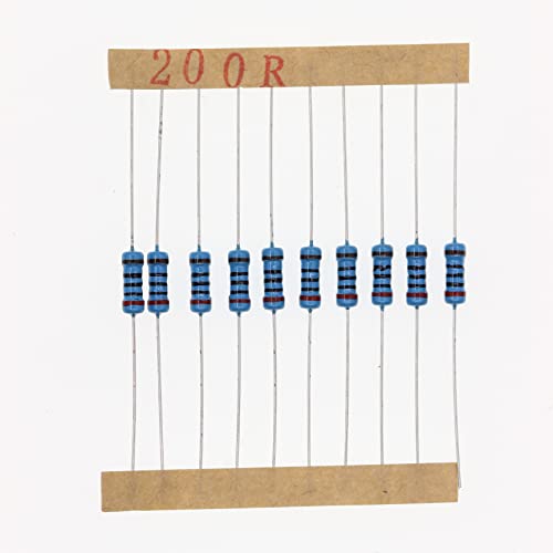 HUABAN 100 Piezas 0.5 Watts 1/2W 200R 200 Ohm 1% Resistencia de película metálica
