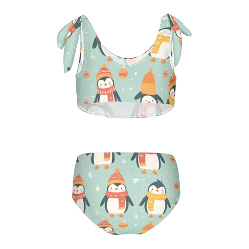 KLL Christmas Pattern Cute Penguins Girl 2 Piece Bikini Sets Scoop Neck Swimsuits Swimming Suits Adjustable Strap2