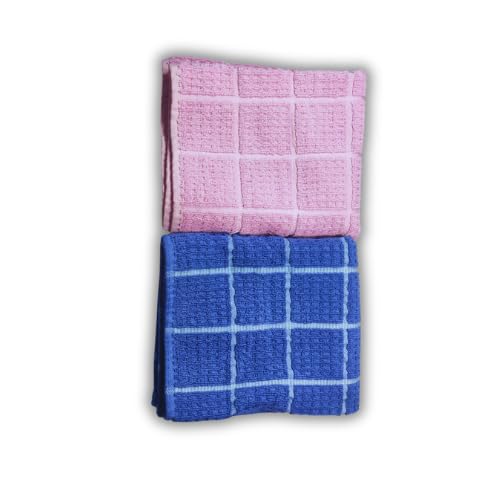 Super Soft Lint Free Quick Dry Gym Towel Combo Essence (Pink Dark Blue) |41X61 cms| Pack of 2-image-32