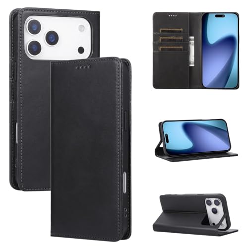 Étui en cuir iPhone 15 Pro clapet magnétique au design sobre et épuré