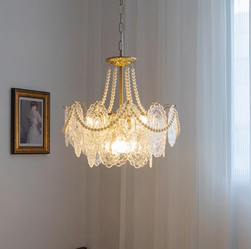 Lustre Mid Century haut de gamme en verre dentelé et laiton à chaîne ajustable