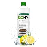 BiOHY Wischroboter Reinigungsmittel (1 Liter) | Bodenreiniger Mittel für Holzböden | Laminat & Parkettpflege | streifenfreier Glanz auf geöltem Holz | schaumarmes Konzentrat | Holzreiniger mit Duft