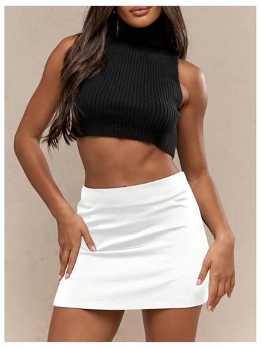 SweatyRocks Women's Satin Mini Skirt Summer High Waisted Bodycon Short Skirts3