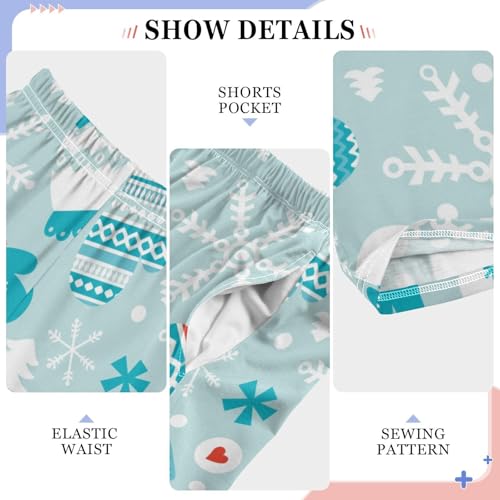 Boys' Pants Winter Mittens Gloves Christmas Long Bottoms Jogger Pants Elastic Waist Trousers with Pockets S-XL4