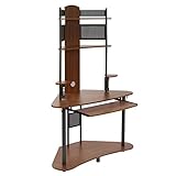 Calico Designs Arch Tower Corner Computer Tower Multipurpose Home Office Computer Writing Desk - Pewter / Teak,