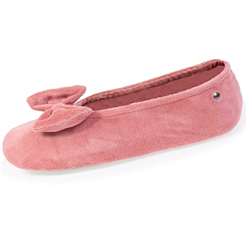 Isotoner Chaussons Ballerines Femme Grand nud,Rose,35/36 EU