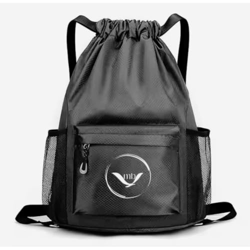 MockingBird Extra Large Drawstring Backpack Black |Gym Bag with Wet & Dry Compartment| Basketball Bag Sackpack for Men Women |Sports Bag Backpack for Swim Soccer Accessories Essentials