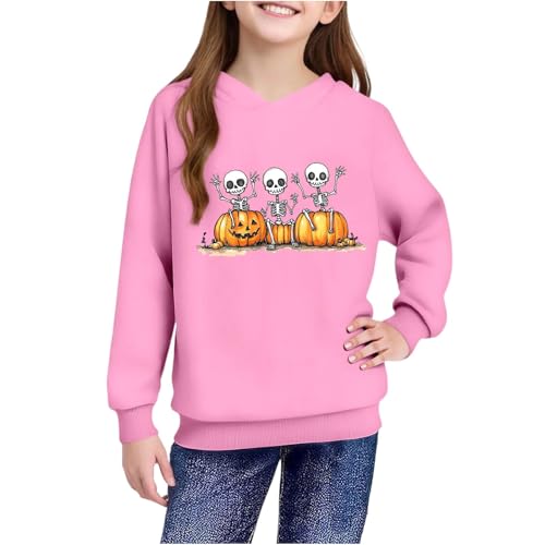 Girls Casual Hooded Sweatshirt Halloween Graphic Hoodies Long Sleeve Oversized Pullover Tops Trendy Fleece Clothes3