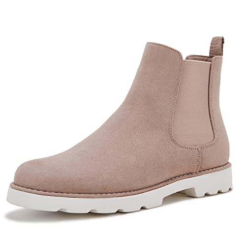 Photo 1 of VETASTE Women Ankle Bootie Casual Chunky Platform Flat Chelsea Boot Shoes Taupe, Size 7