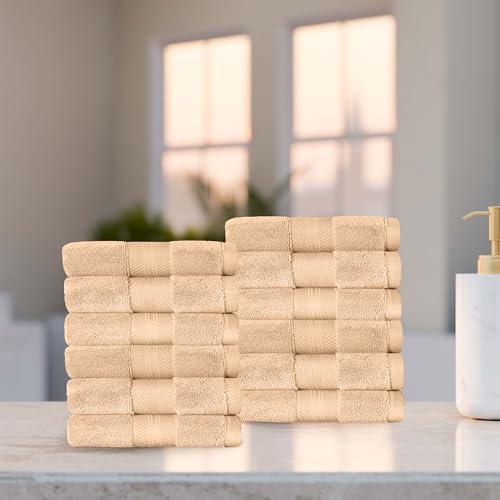 Superior Turkish Cotton 12-Piece Face Towel Set, Small Absorbent Towels