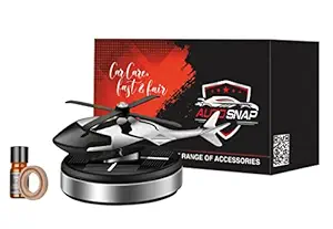 Auto Snap Big Base Solar Helicopter Aromatherapy Decor, Solar Energy Rotating Design Aromatherapy Diffuser air Freshener Essential Oil Diffuser Set of 1 with 10 ml Bottle (Silver Helicopter)