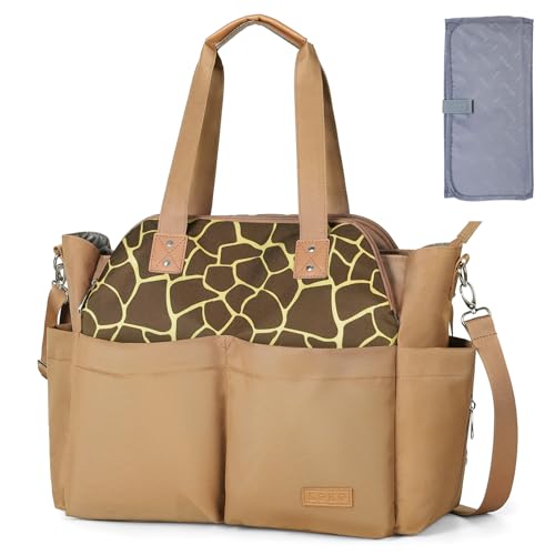 Lekebaby Sac a Langer Bebe avec Bandoulière Sac Maternité Grand Sac Bebe avec Matelas a Langer Portable Sacs à Langer pour Maman et Papa, Blanc cassé Noir