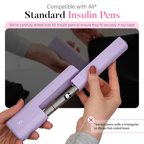 strawberry amp co dailyease insulin travel case with built-in sharps dispenser  tsa-approved diabetic supply organizer for ozempic insulin pens and needle storage - purple