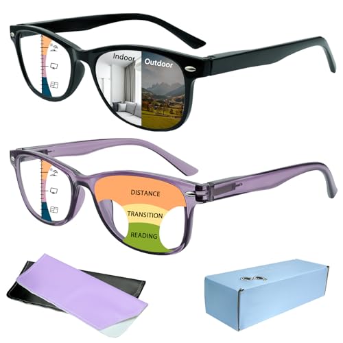 UXAOSVME 2-Pack Photochromic Progressive Reading Glasses