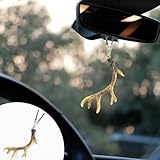 Rislobx Deer Antler Rearview Mirror Ornament for Car, Elk Antler Car Mirror Hanging Accessories, Resin Deer Antler Decor, Deer Hunting Decor Gift for Hunter, Elk Antler Christmas Tree Ornaments