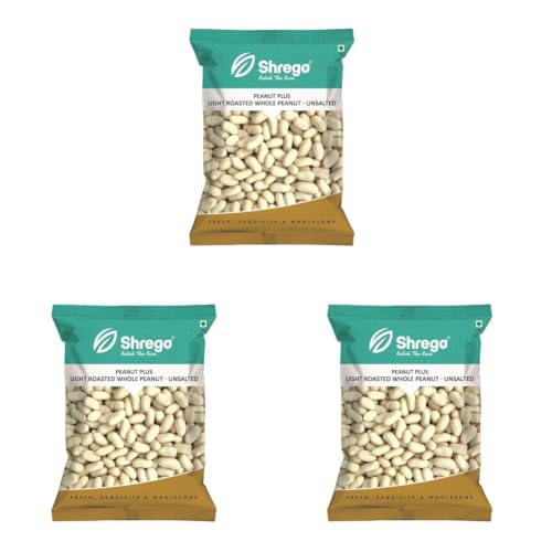 Image of Shrego Peanut Plus Light Roasted Whole Peanut Unsalted 360g (Vacuum Packed) (Pack of 3)
