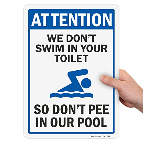 Cartel divertido para piscina de plástico 14x10 pulgadas miniatura 2