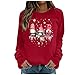 Weihnachten-Sweatshirt-Pullover Damen Teenager Mädchen Langarm Rundhals Shirt mit Niedlichem Rudolph Weihnachtself Muster Aufdruck Weihnachtspullover-Xmas-Pulli-Sweater-Top