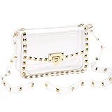 COROMAY Clear Purse for Women, Clear Crossbody Bag Stadium Approved, Fashion Rivet Decor Clear...