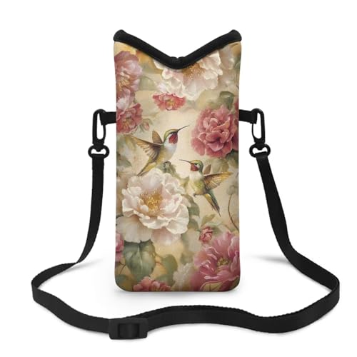 Image of Women Small Crossbody Bag Fashion Phone Pouch with Adjustable Strap Lightweight Mini Smartphone Purse Travel Essentials, Vintage Hummingbird Floral