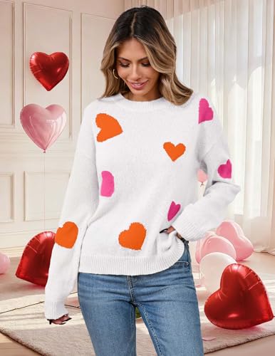 Image of Libsorge Womens Valentine Heart Sweater 2026 Valentines Day Trendy Cute Oversized Long Sleeve Pullover Sweaters
