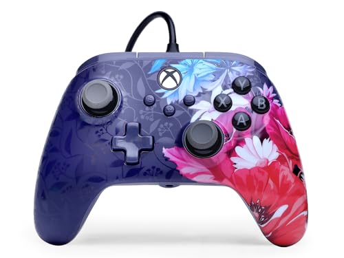PowerA Advantage Plus Wired Controller for Xbox Series X|S - Night Blossom, officially licensed, adjustable height thumbsticks, hall effect, mappable buttons, works with Xbox One and Windows 10/11 PC